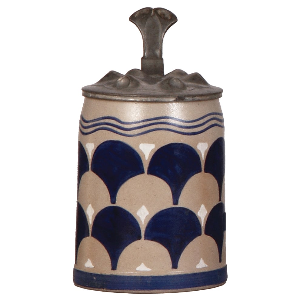 Stoneware stein, .5L, hand-painted, signed Ludwig Hohlwein. (1 of 4)