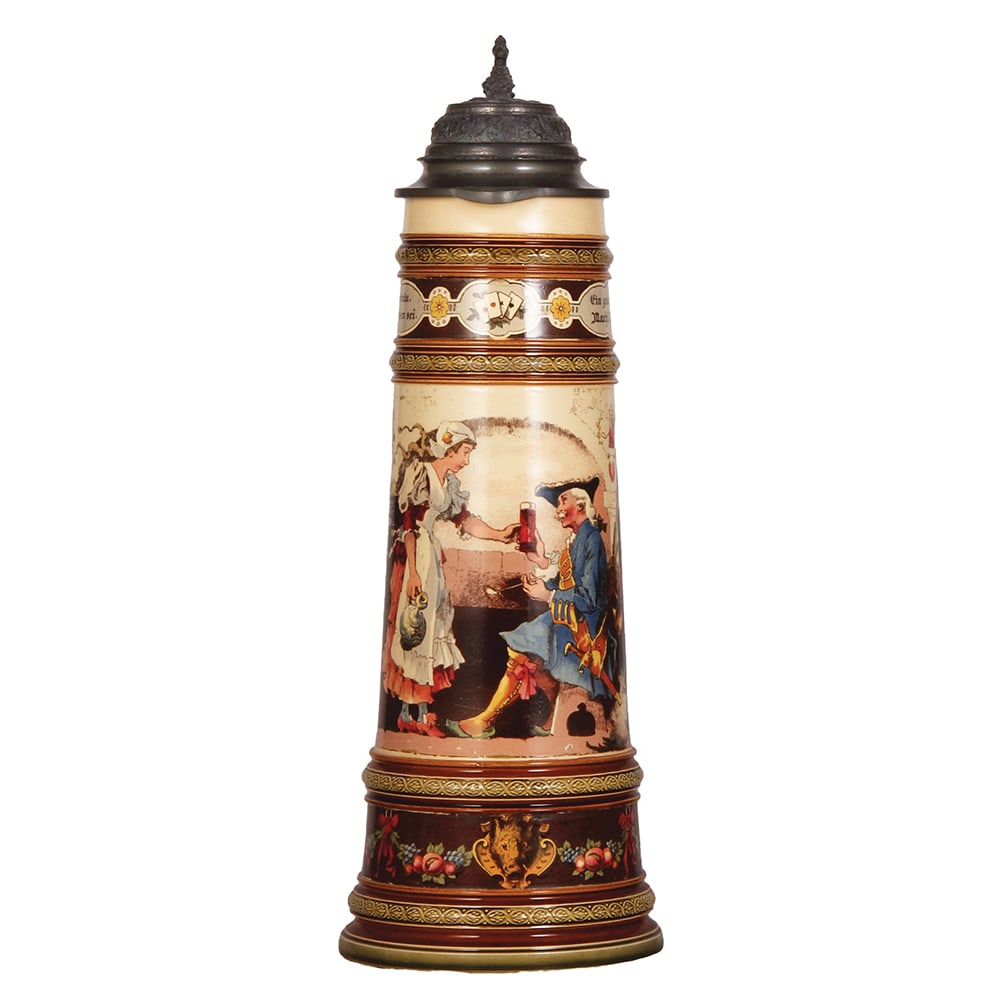 Mettlach stein, 3.3L, 955[2180], PUG, by H. Schlitt. (1 of 4)