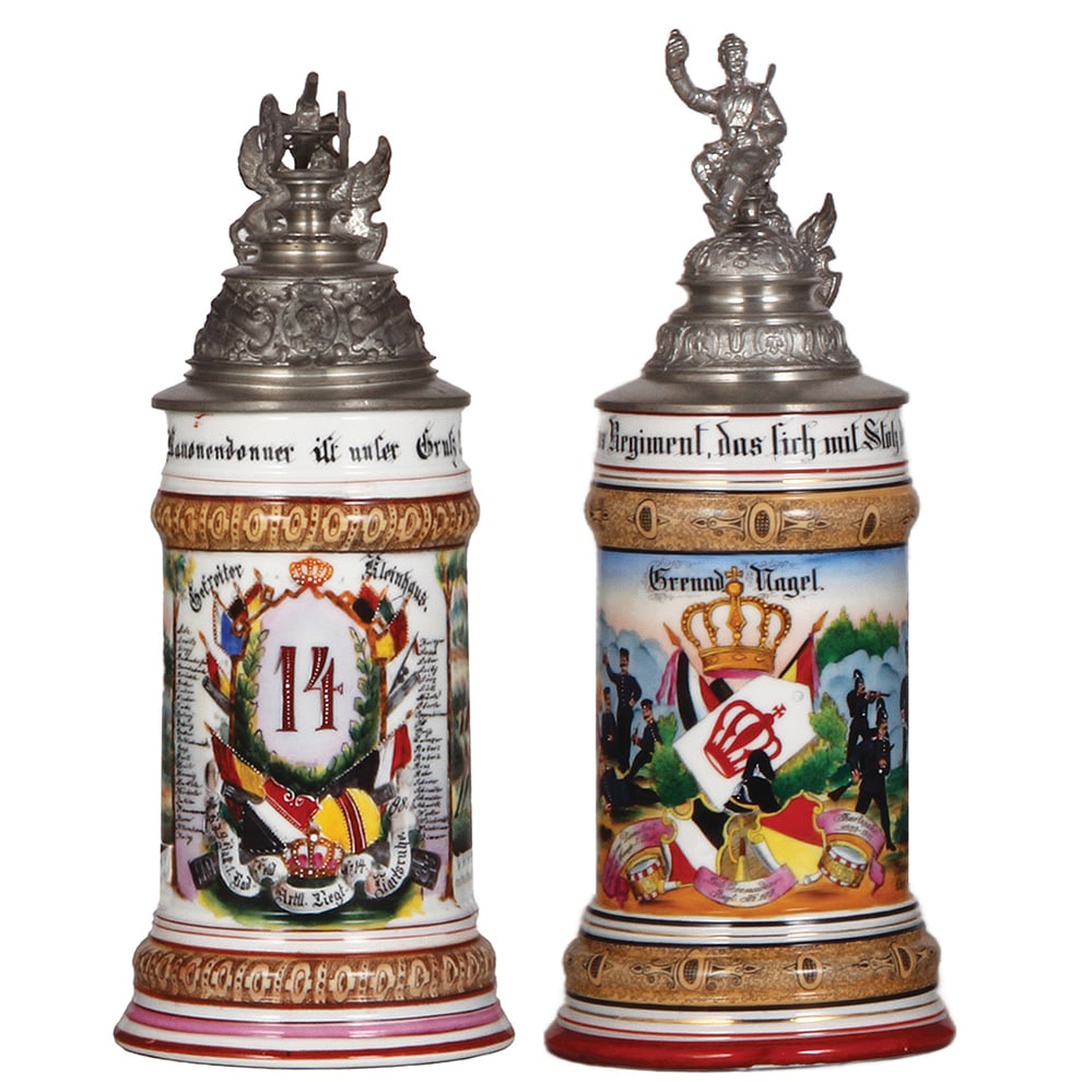 Regimental steins, .5L, porcelain. (1 of 5)