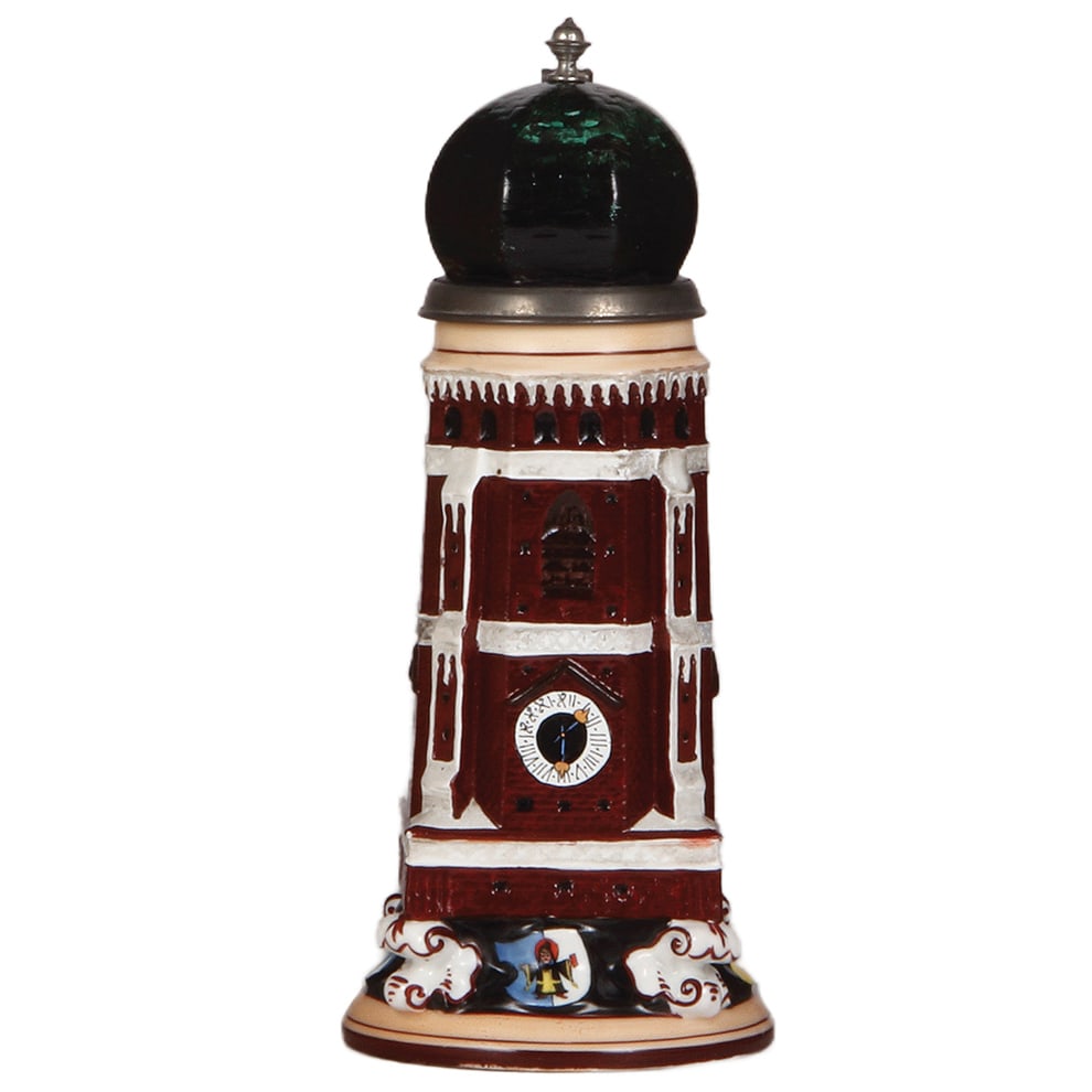 Character stein, .5L, porcelain, Frauen Kirche, München.: Character stein, .5L, porcelain, marked Martin Pauson München No. 126, Frauen Kirche, München, mint.