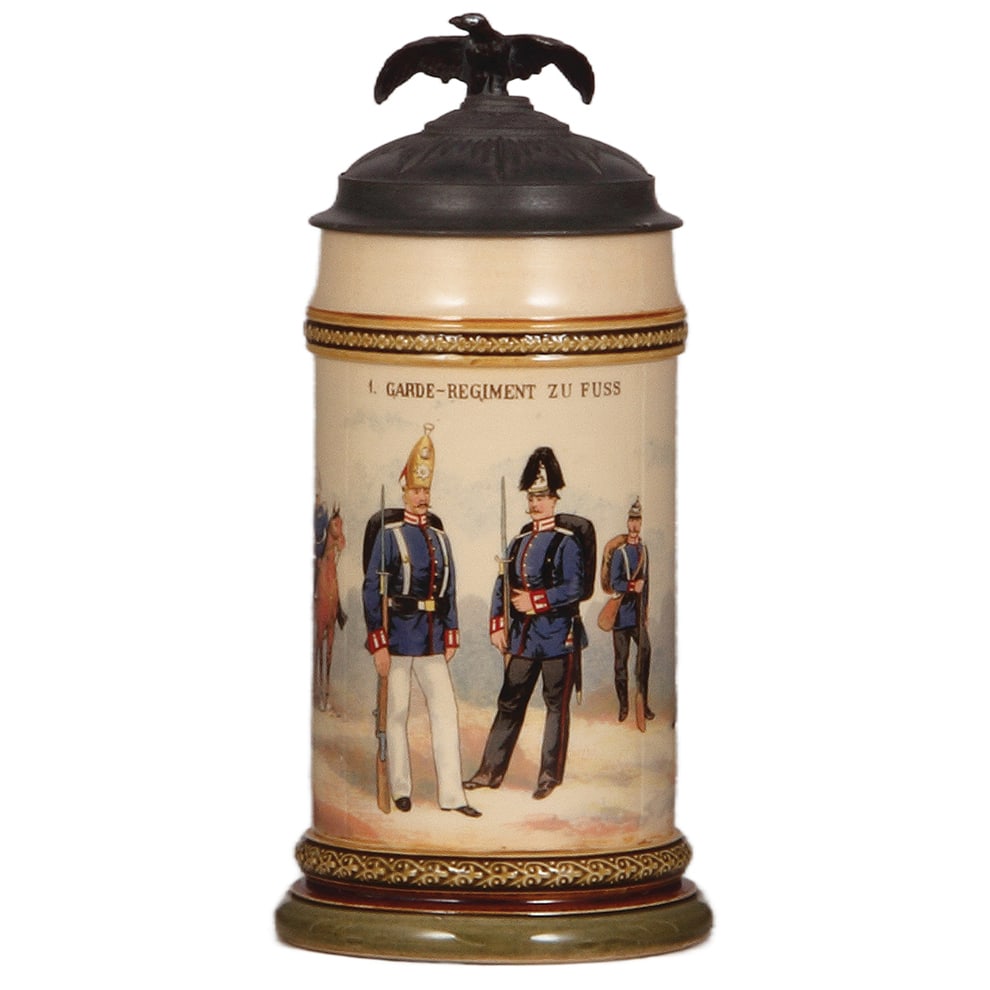Mettlach stein, .5L, 754[2140], 1. Garde - Regiment zu Fuss. (1 of 4)