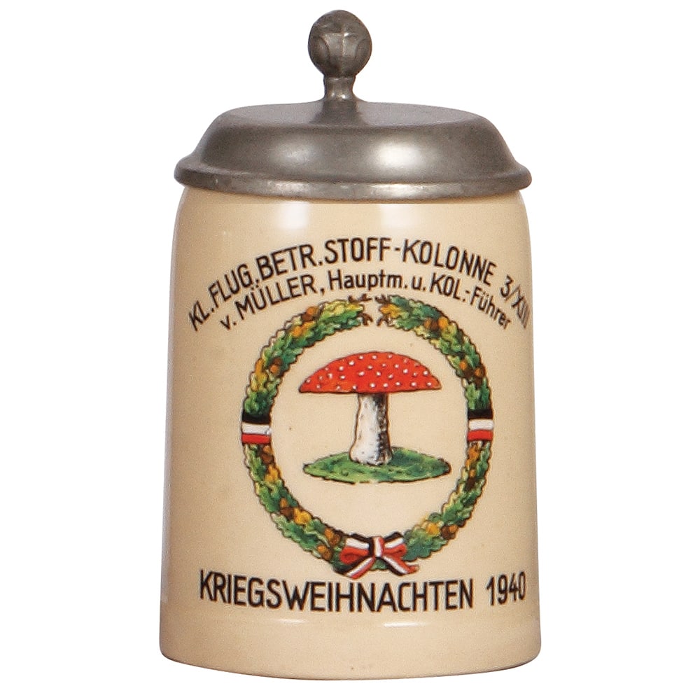 Third Reich stein, .5L, Flug. Betr. Stoff-Kolonne 3./XII. (1 of 3)