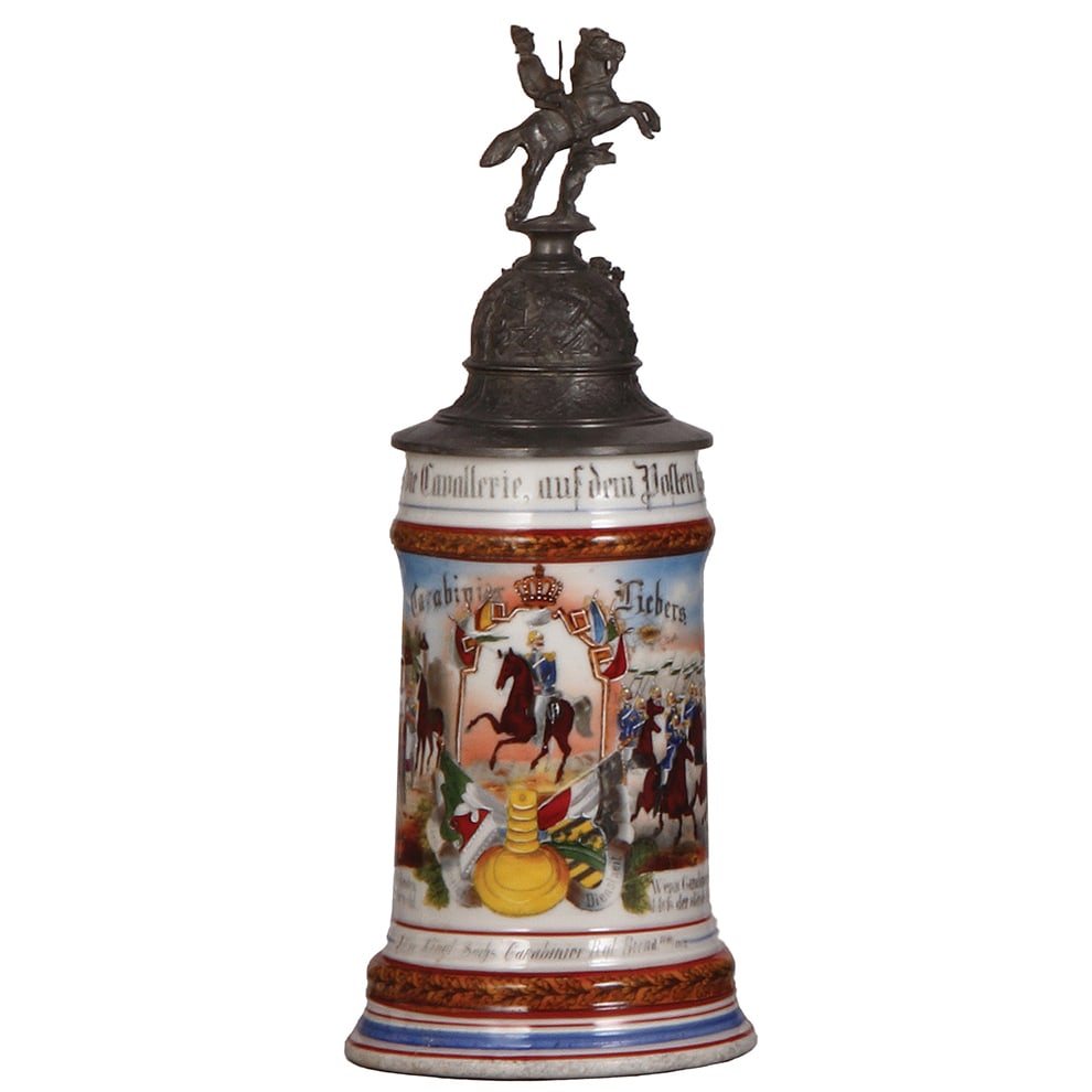 Regimental stein, .5L, Sächs. Carabinier Regt., Borna. (1 of 3)