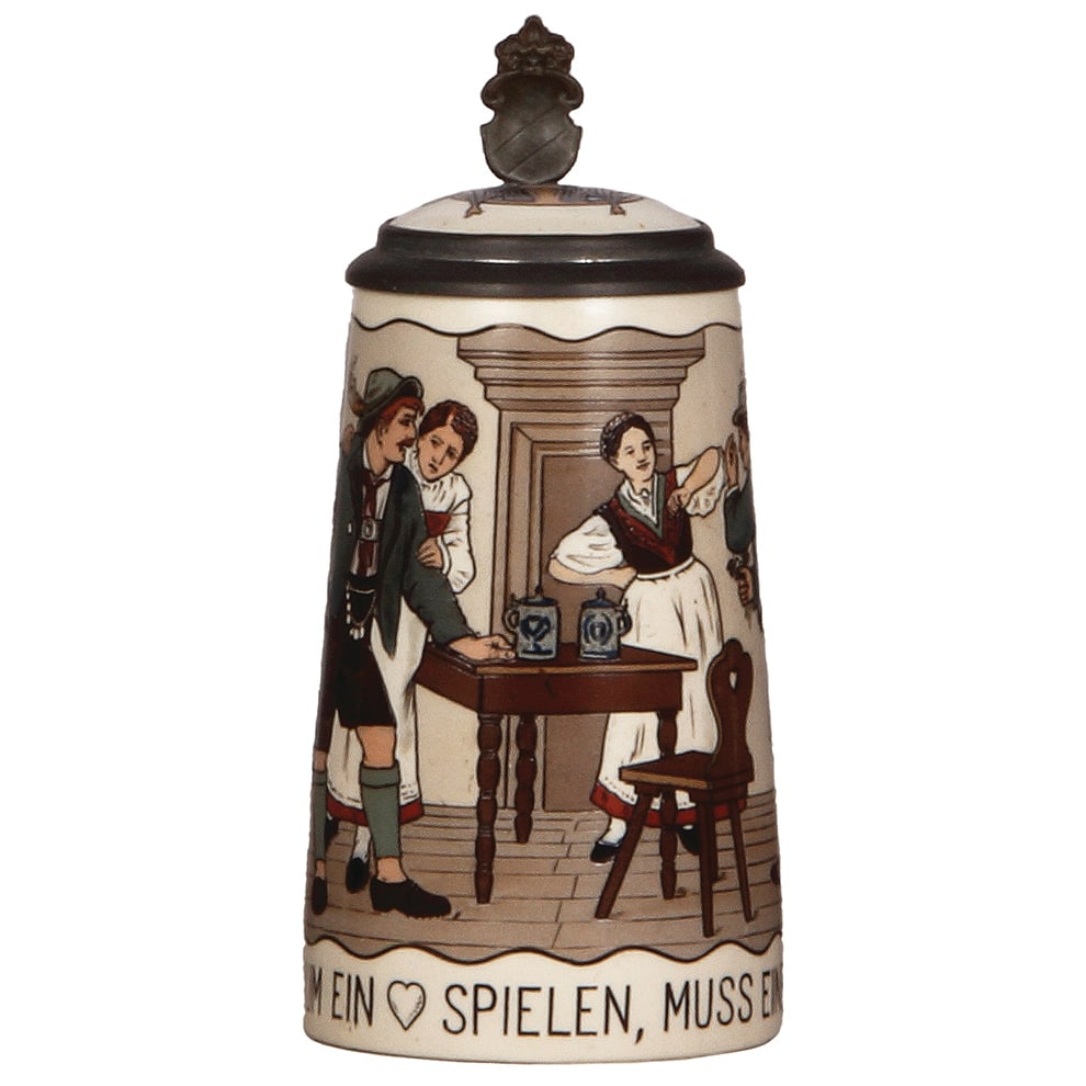 Mettlach stein, .5L, 3335, etched. (1 of 4)