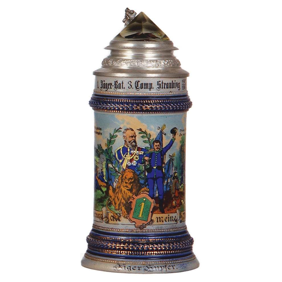 Regimental stein, .5L, 1. Jäger Bat. Straubing. (1 of 4)