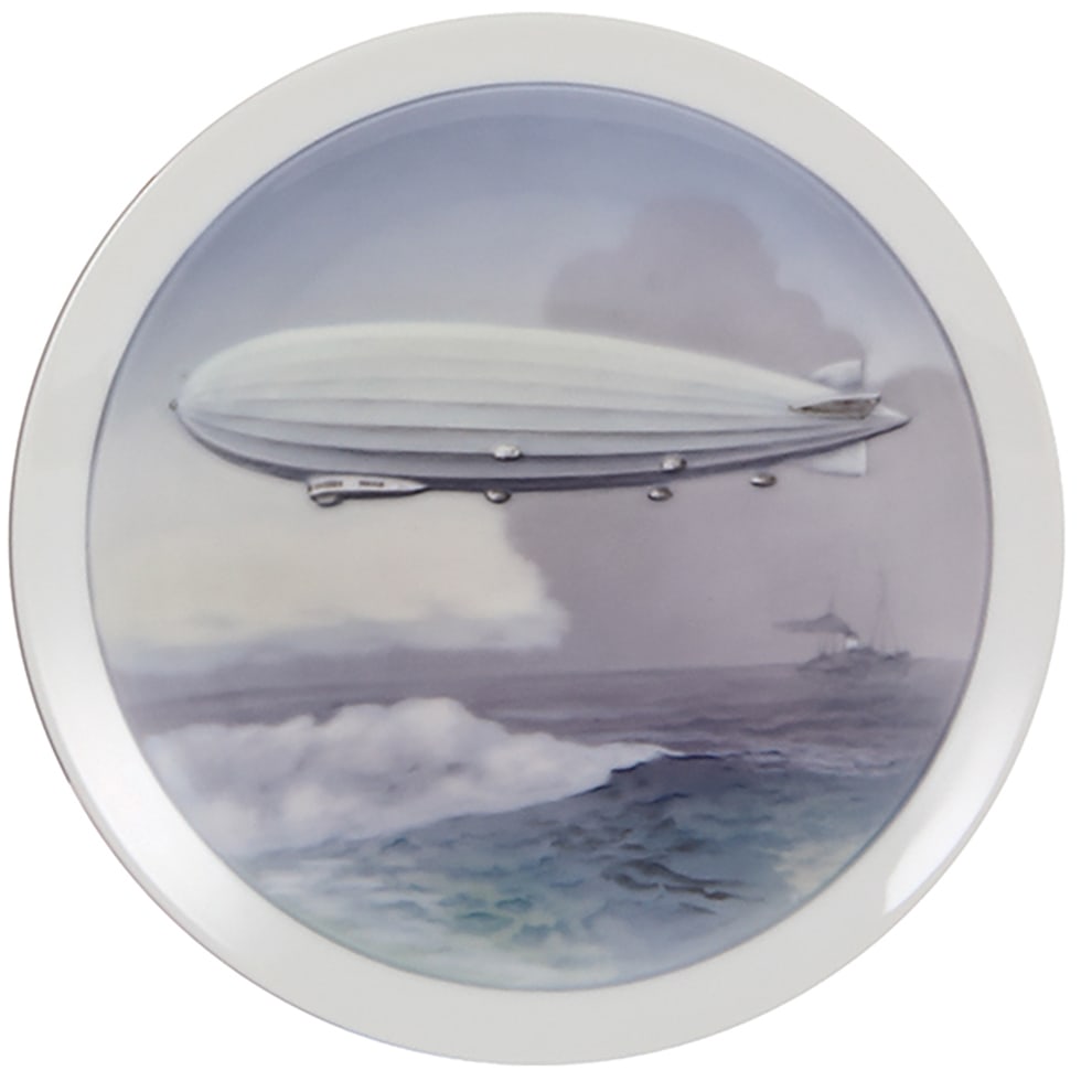 Porcelain plaque, 8.6" d.,marked Rosenthal, Zeppelin. (1 of 1)
