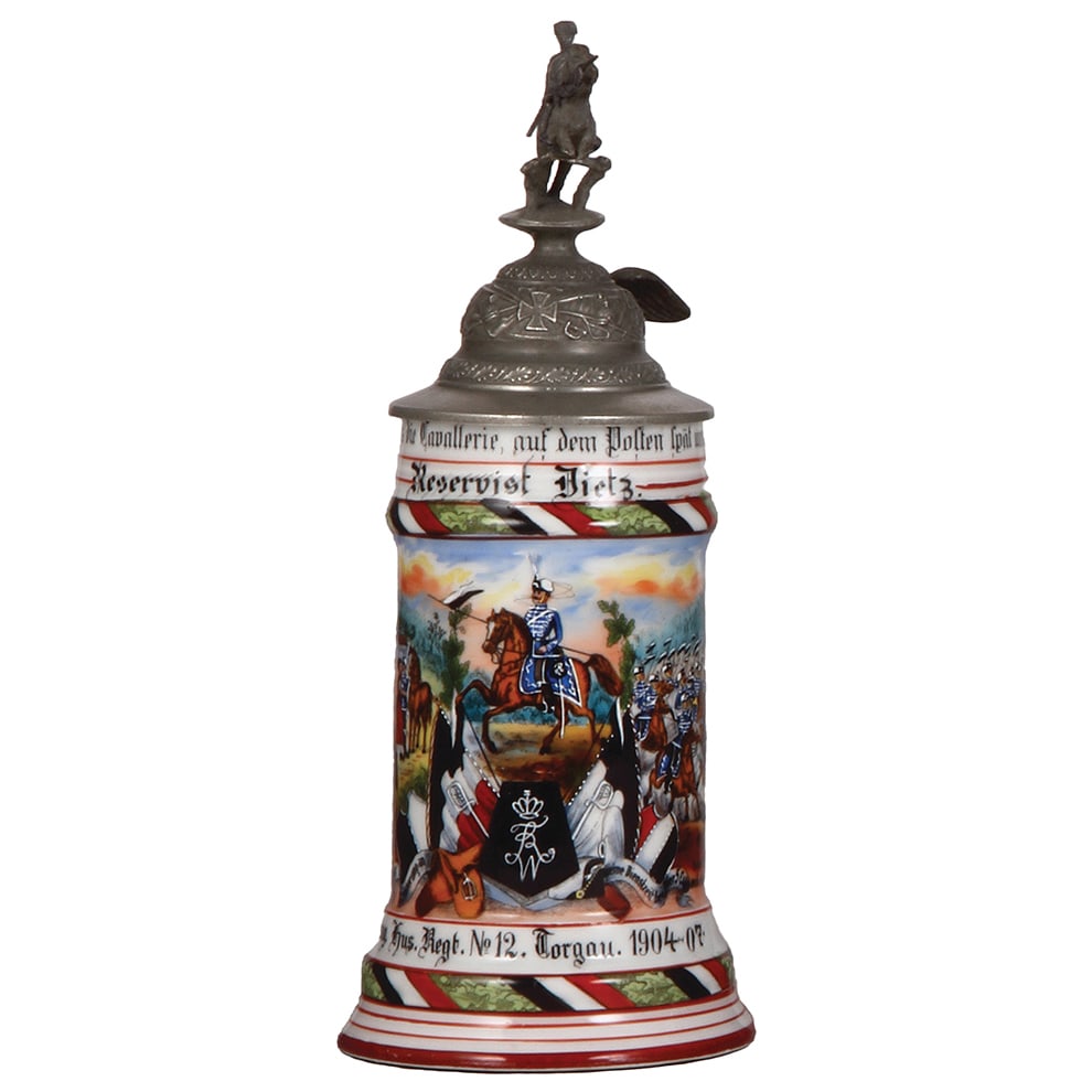 Regimental stein, .5L, Husaren Regt. Nr. 12, Torgau. (1 of 3)