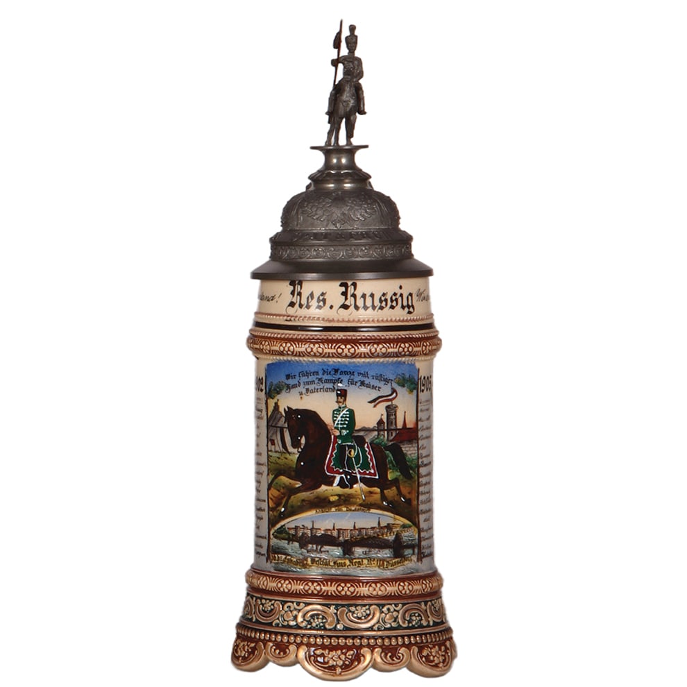 Regimental stein, .5L, Husaren Regt. Nr. 11, Düsseldorf. (1 of 3)
