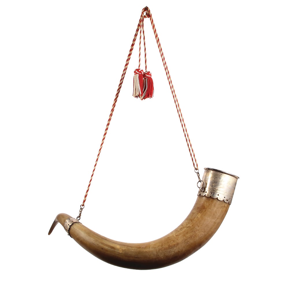 Hanging drinking horn, approximately 37.0" l.,. (1 of 3)