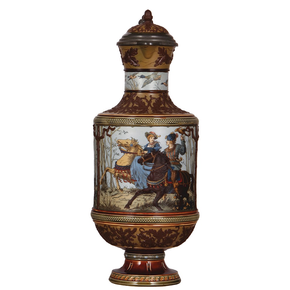 Mettlach stein, 4.5L, 18.2" ht., 1690, etched. (1 of 4)