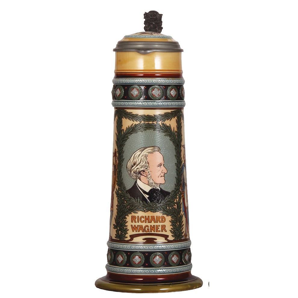 Mettlach stein, 4.1L, 18.9" ht., 2797, etched. (1 of 4)