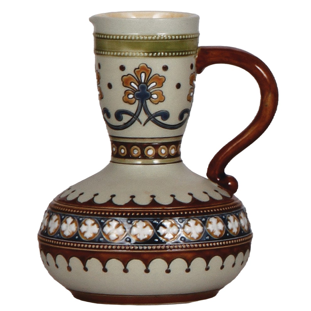 Mettlach pitcher, 5.5" ht., 1638, mosaic.: Mettlach pitcher, 5.5" ht., 1638, mosaic, mint.