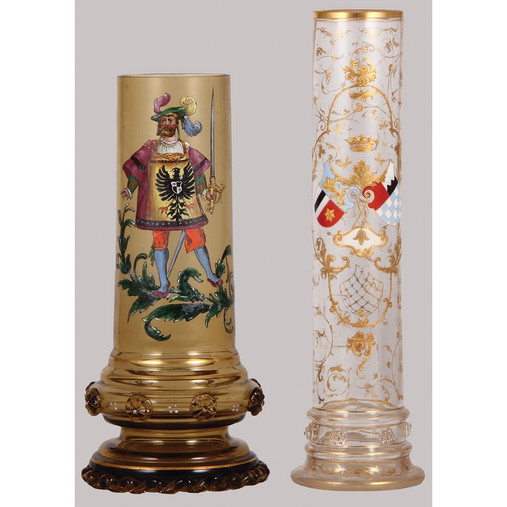 Glass vases, two, 12.9" ht., blown. (1 of 3)