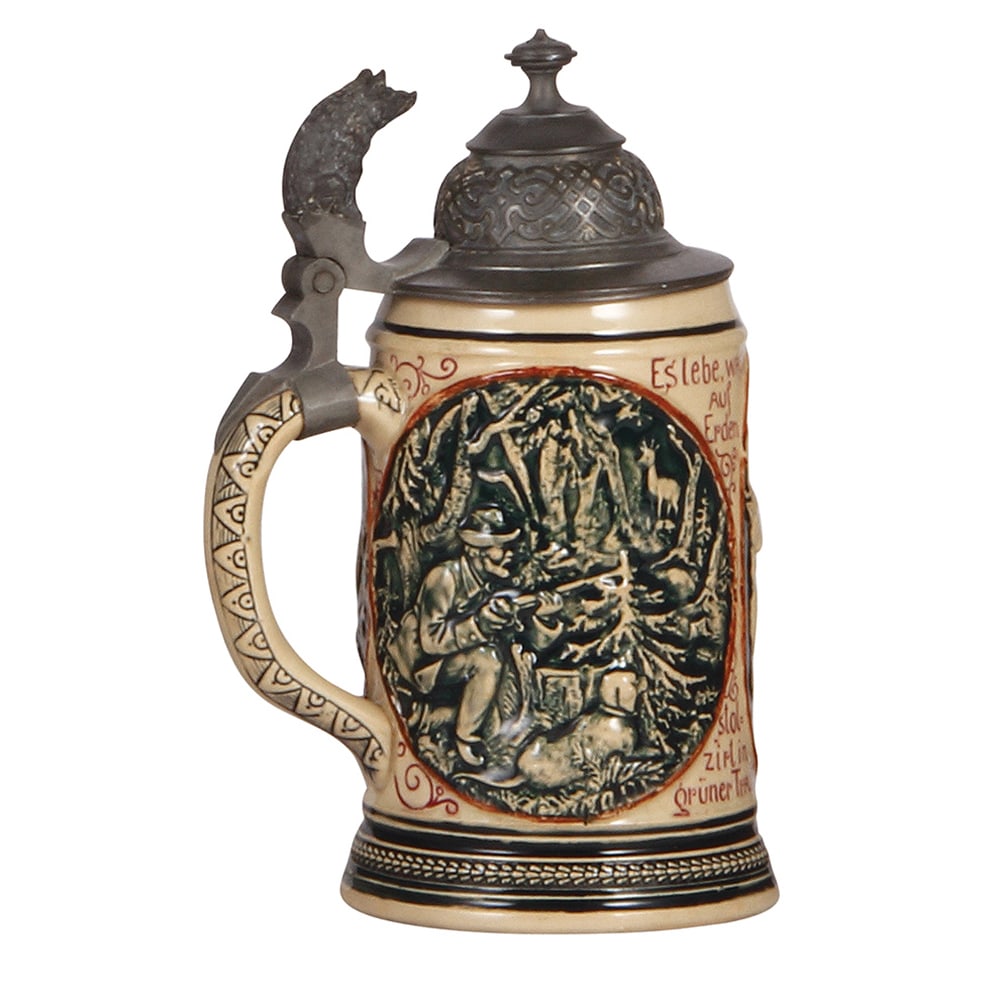 Pottery steins, two, .5L, relief. - 3