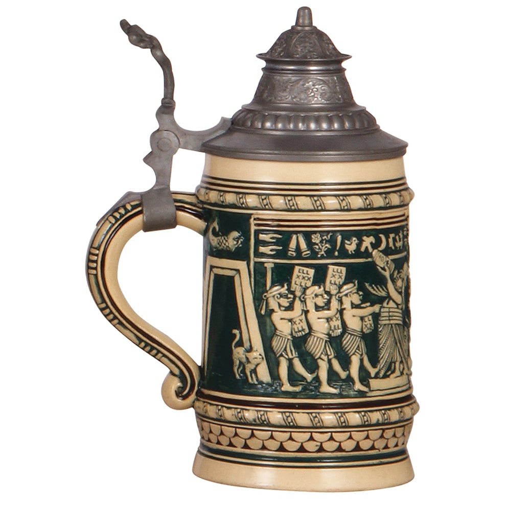 Pottery steins, two, .5L, relief. - 5
