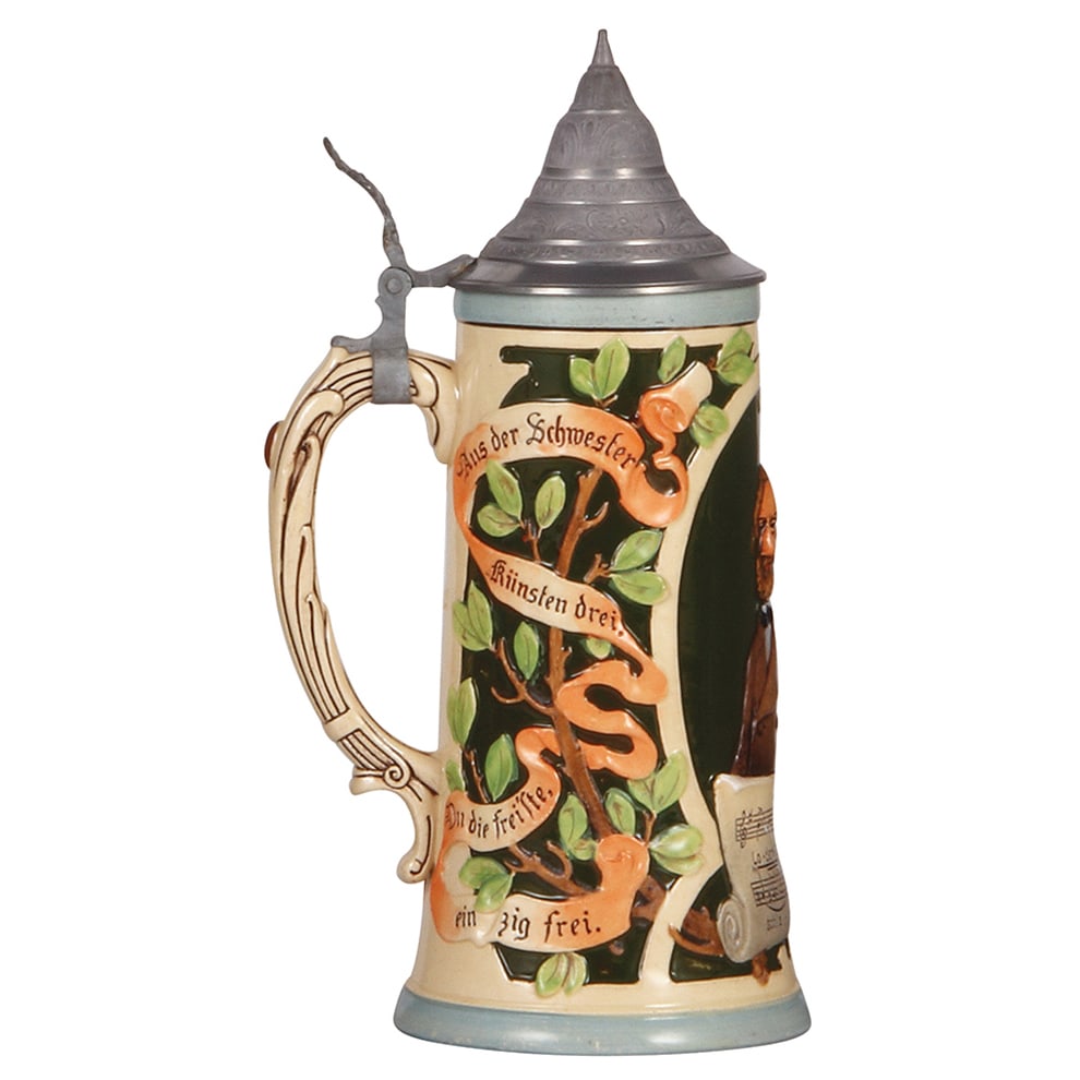 Pottery steins, two, .5L. - 3