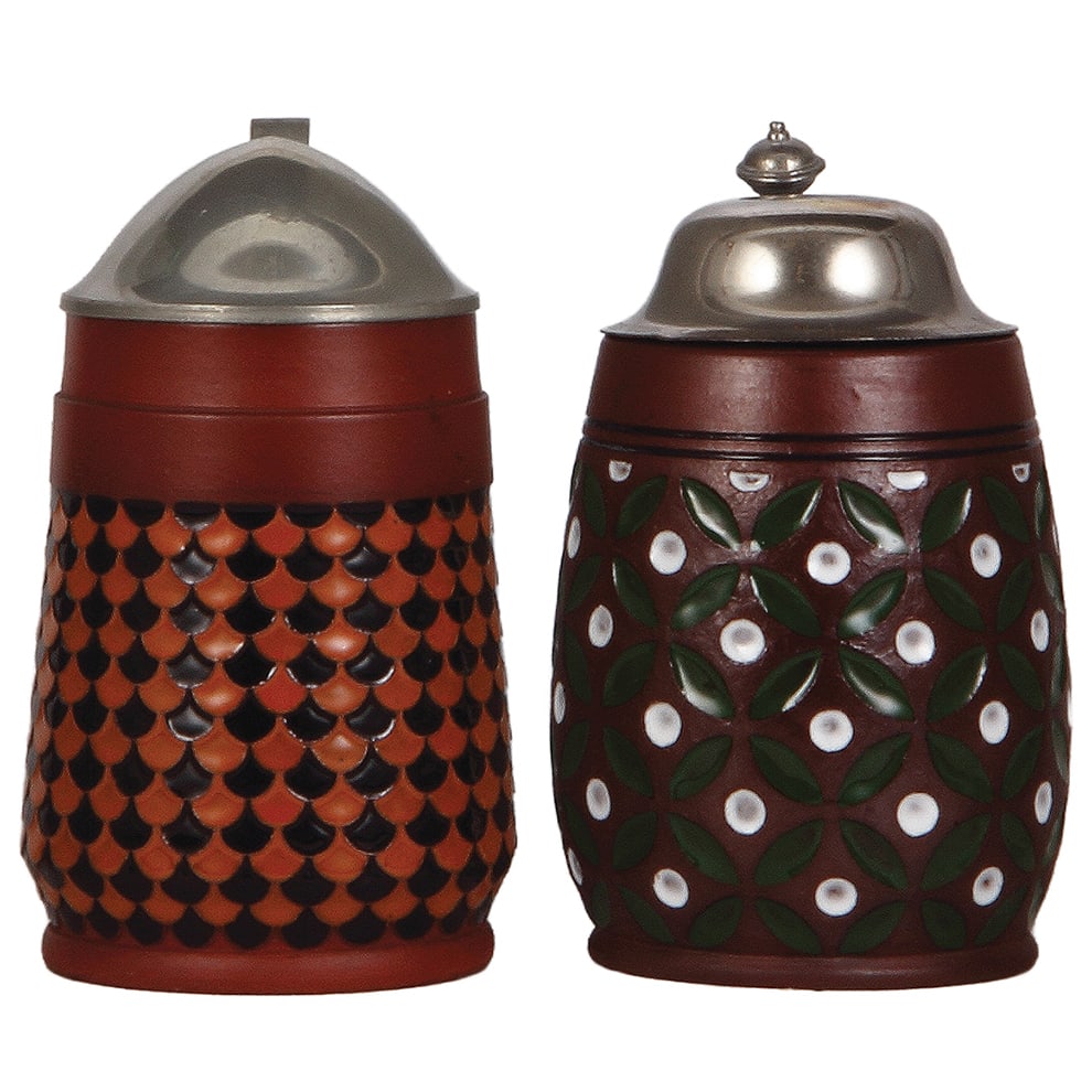 Terra cotta steins, two, .5L, marked Terra Sigillata. (1 of 3)
