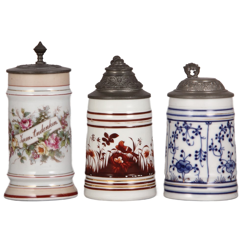 Porcelain steins, three, .5L. (1 of 5)