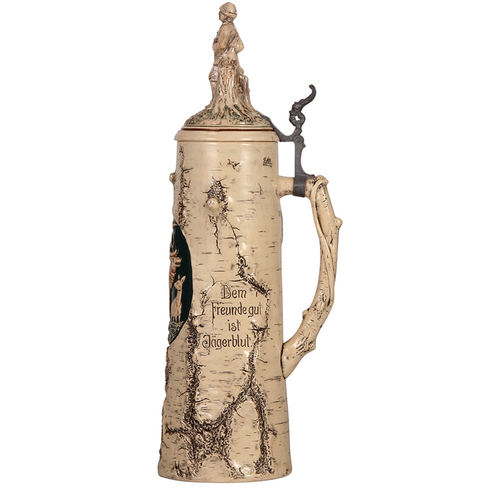 Pottery & stoneware steins, three. - 3
