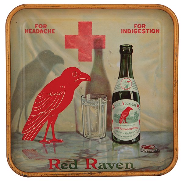 Red Raven Aperient Water advertising tray (1 of 2)