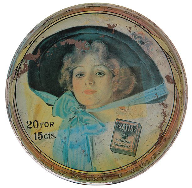 Satin Cigarettes Turkish advertising tray (1 of 2)