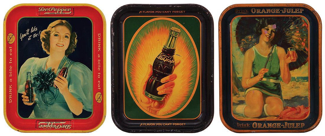 Three advertising trays  Dr. Pepper … (1 of 2)