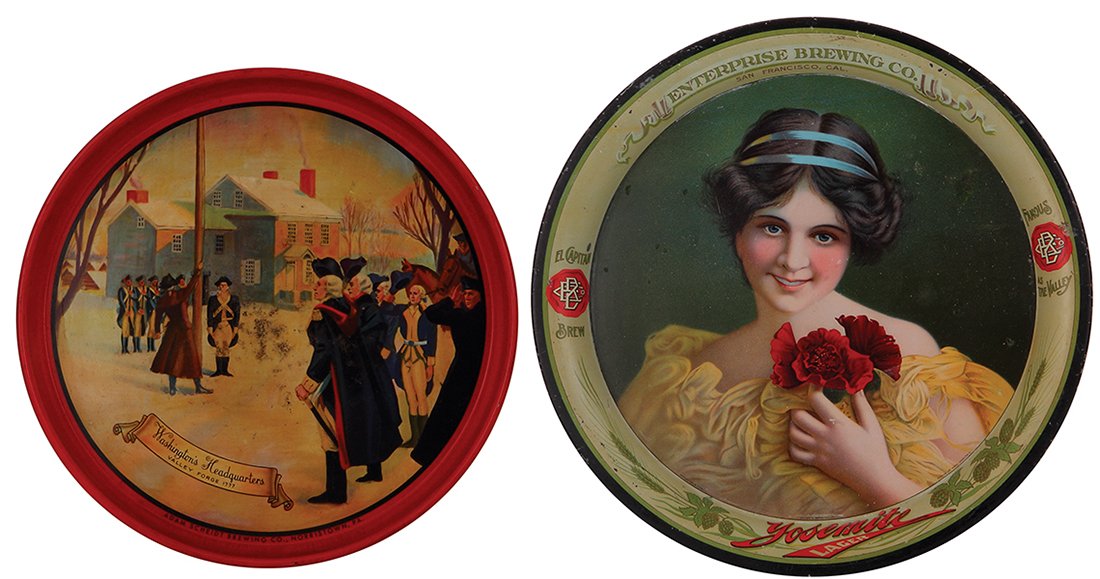 Two advertising trays, Valley Forge Beer  … (1 of 2)
