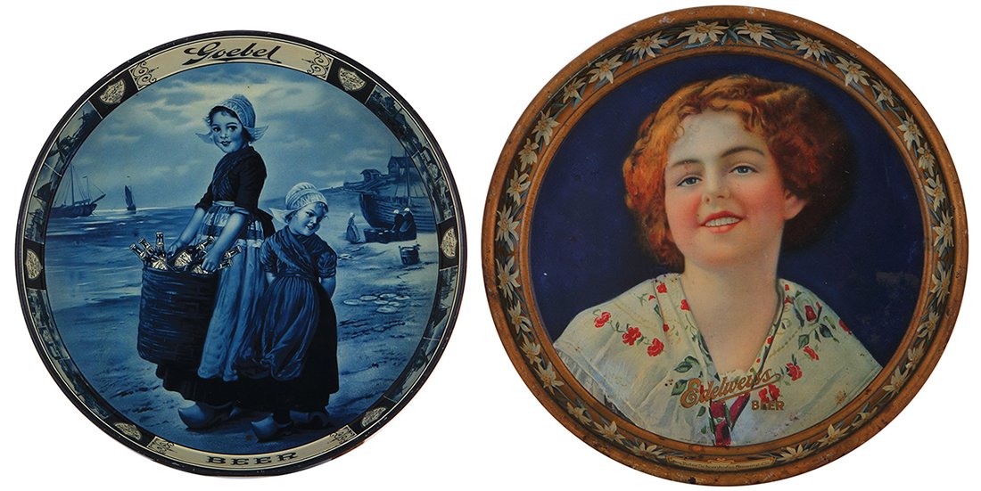 Two advertising trays, Goebel Beer … (1 of 2)