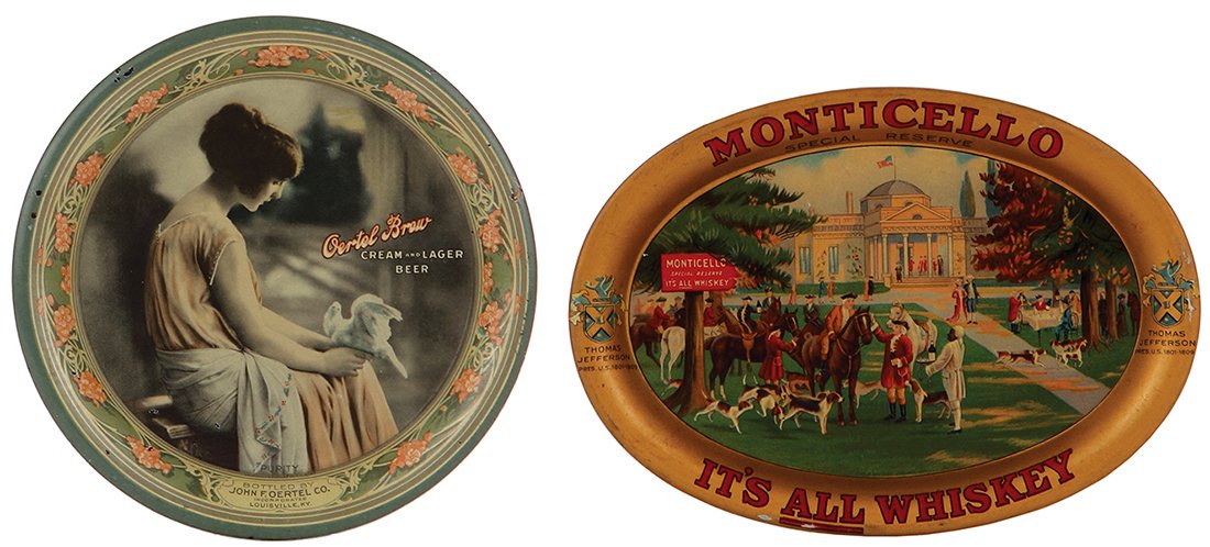 Two advertising tip trays, Oertel Brew … (1 of 2)