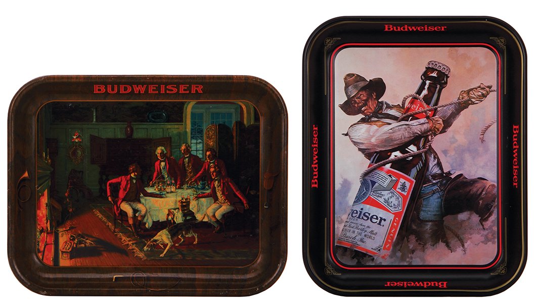 Two Anheuser-Busch Budweiser advertising trays (1 of 2)