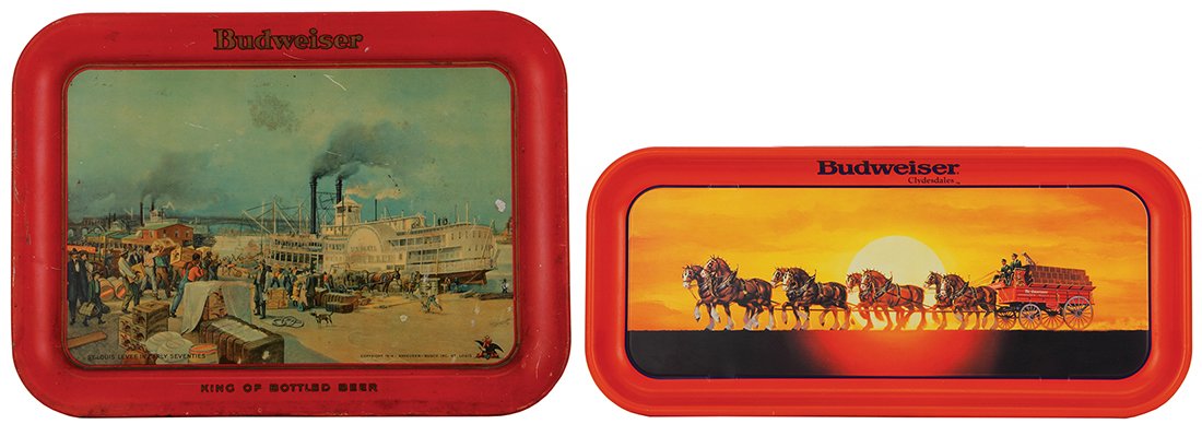 Two Anheuser-Busch Budweiser advertising trays (1 of 2)
