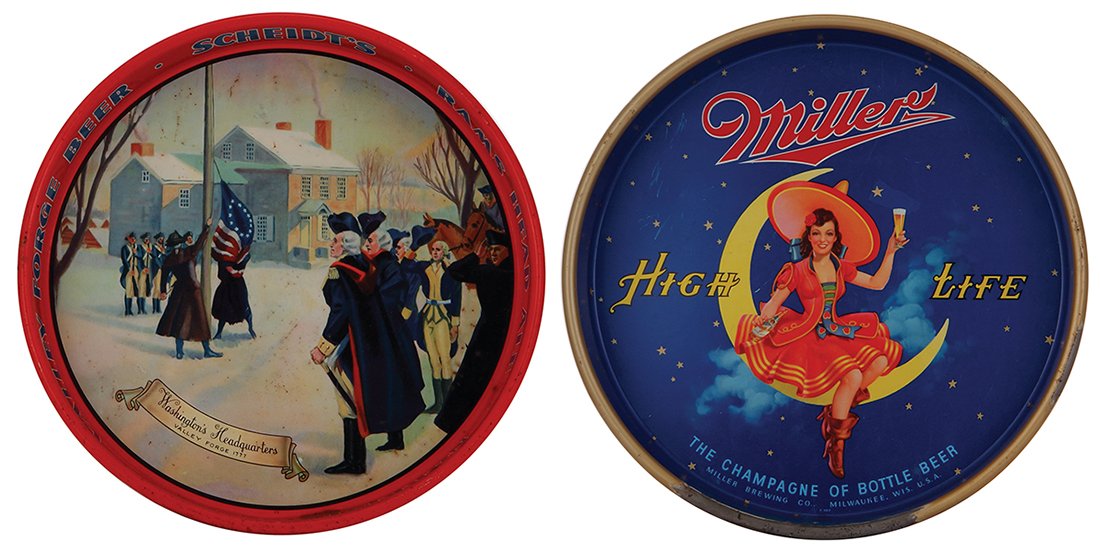 Two advertising trays, Valley Forge Beer … (1 of 2)