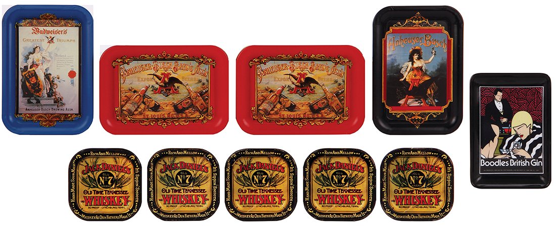 Ten advertising tip trays,  Budweiser … (1 of 1)