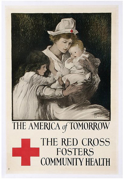 WW I Poster, The America of Tomorrow: World War One Poster, 19.75'' x 29.5'', mounted on linen, The America of Tomorrow, signed Blanche Greer, very good condition