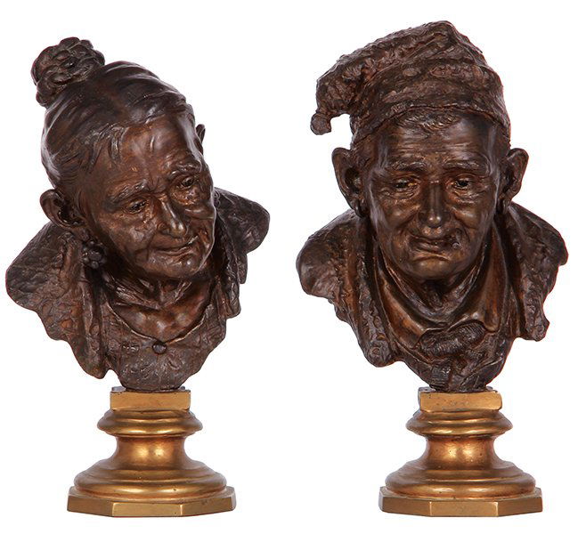Pair figurines, signed, Man & Woman (1 of 3)