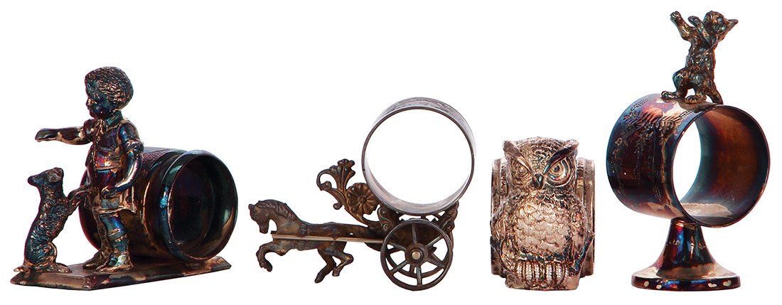 Four figural silver-plated napkin ring animals (1 of 2)