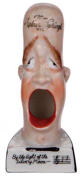 Porcelain ashtray, by Schäfer & Vater: Porcelain ashtray, 5.3'' ht., by Schäfer & Vater, Big Mouth, mint