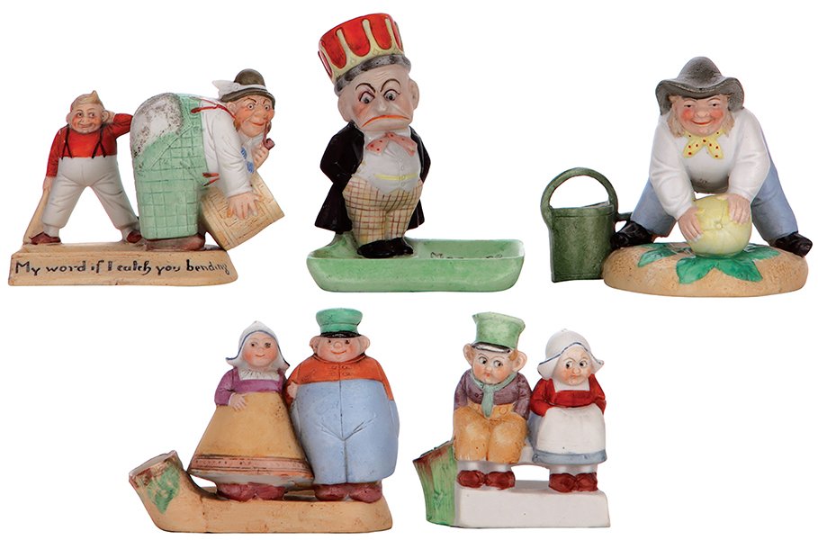 Five figurines, marked Schäfer & Vater (1 of 2)