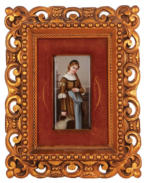 Porcelain plaque, young woman (1 of 2)