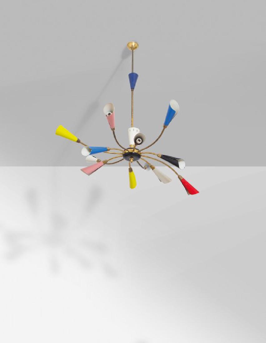 UN LAMPADARIO, anni '50.  Ottone, alluminio (1 of 1)