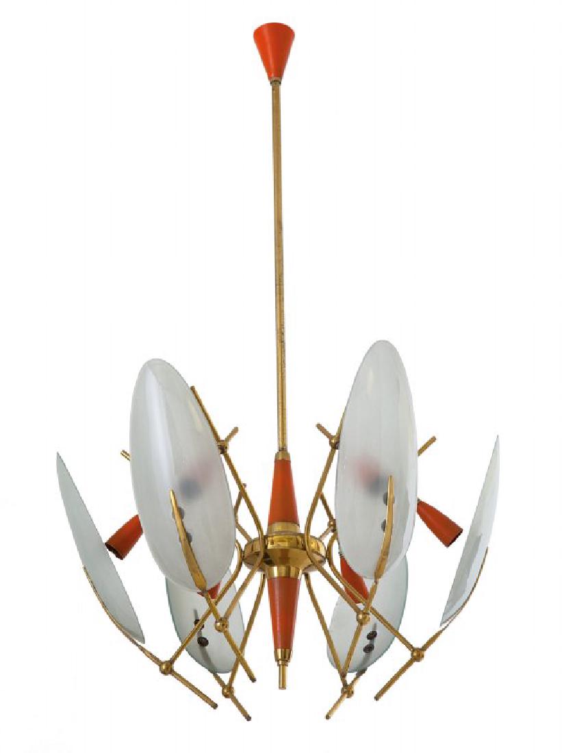 UN LAMPADARIO, anni '50.  Ottone, alluminio (1 of 1)