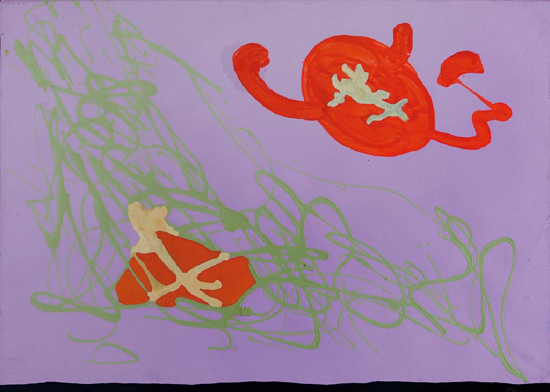 GIULIO TURCATO (1912-1995) Arzigogolo: GIULIO TURCATO (1912-1995) Arzigogolo 1975 olio su tela cm 50x70 firmato in basso a destra attestato a cura dell'Archivio Giulio Turcato con N.di repertorio B15216312213Fusion Arzigogolo 1975 oil on c