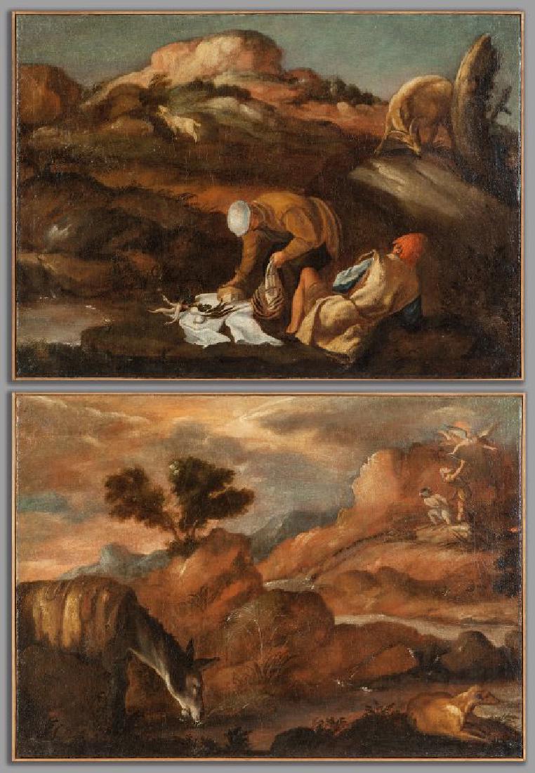 Scuola genovese sec.XVII "Paesaggi con figure ed (1 of 3)