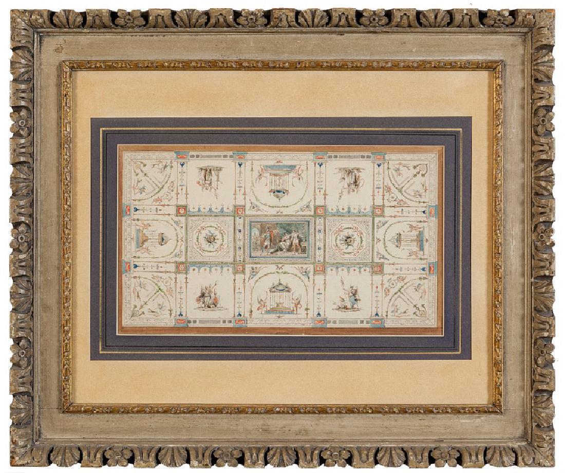 FELICE GIANI (1758-1823) "Studio di affresco: FELICE GIANI (1758-1823) "Studio di affresco per un soffitto" china e acquarello cm. 37x21