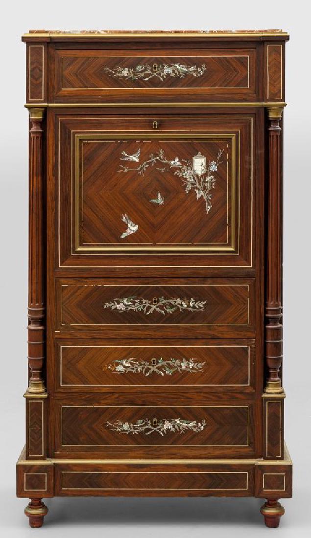 Secretaire umbertino in mogano con applicazioni (1 of 1)