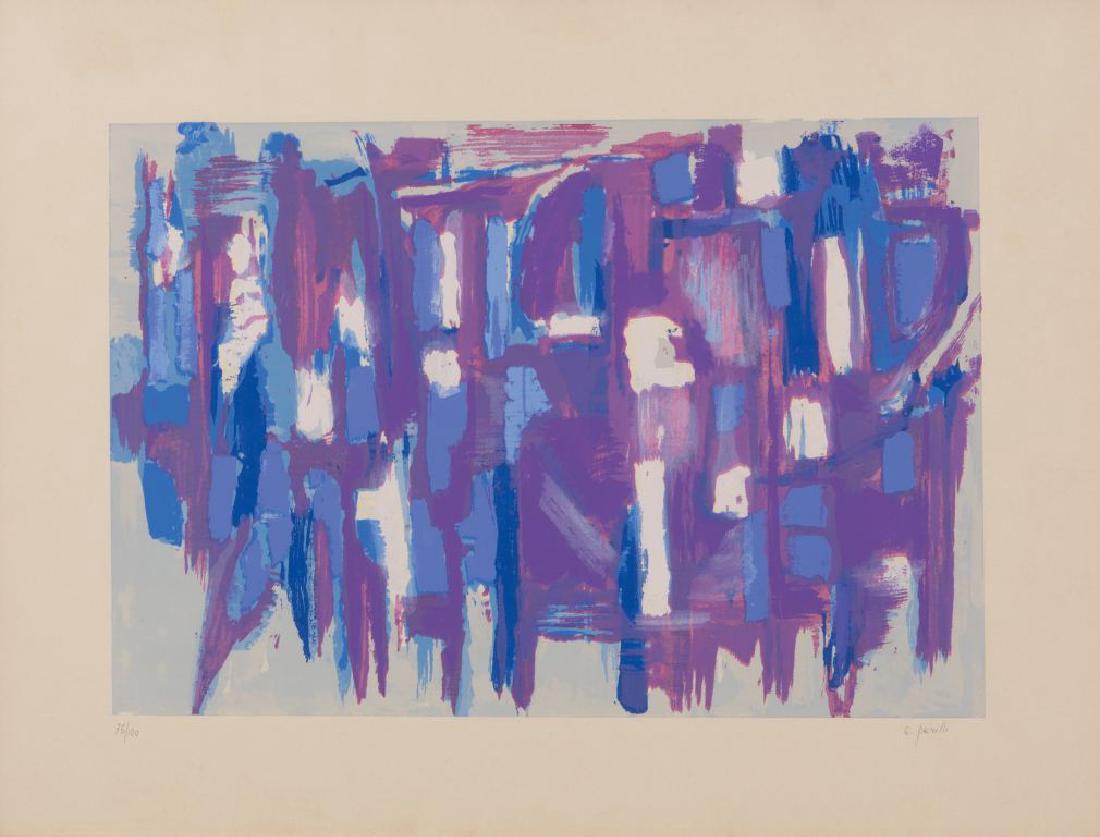 ACHILLE PERILLI (1927-) Astratto: ACHILLE PERILLI (1927-) Astratto 1955 serigrafia cm 47,5x62,5 esemplare 75/100 firmato e datato in basso a destra numerato in basso a sinistra sul retro: etichetta e timbro di Arte Centro, Milano Ediz