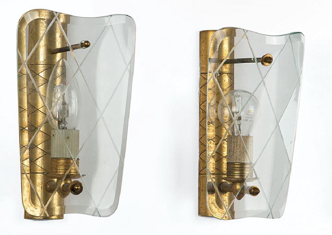 DUE LAMPADE A PARETE, anni '40.  Ottone, (1 of 1)