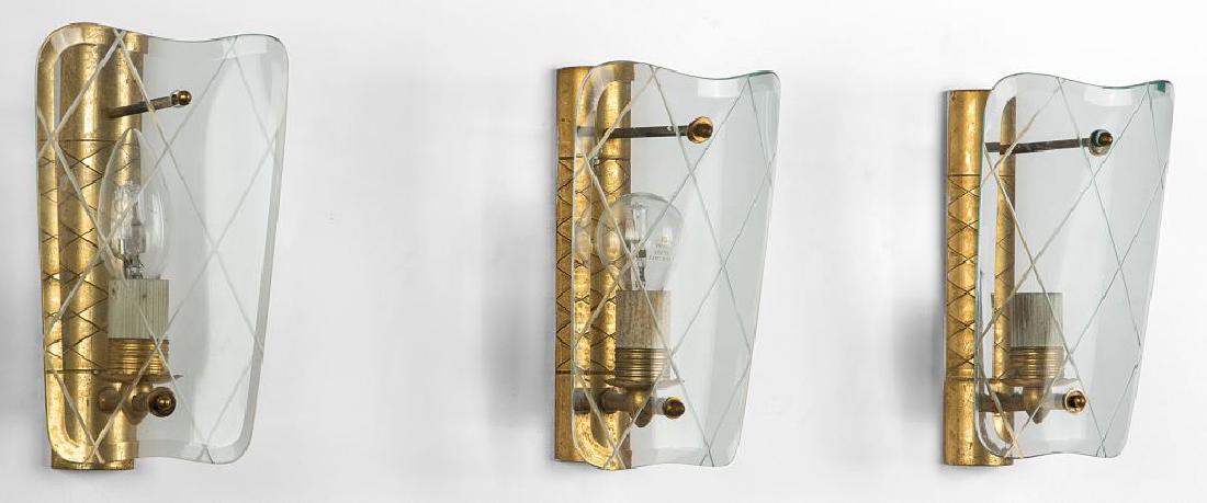 TRE LAMPADE A PARETE, anni '40.  Ottone, (1 of 1)
