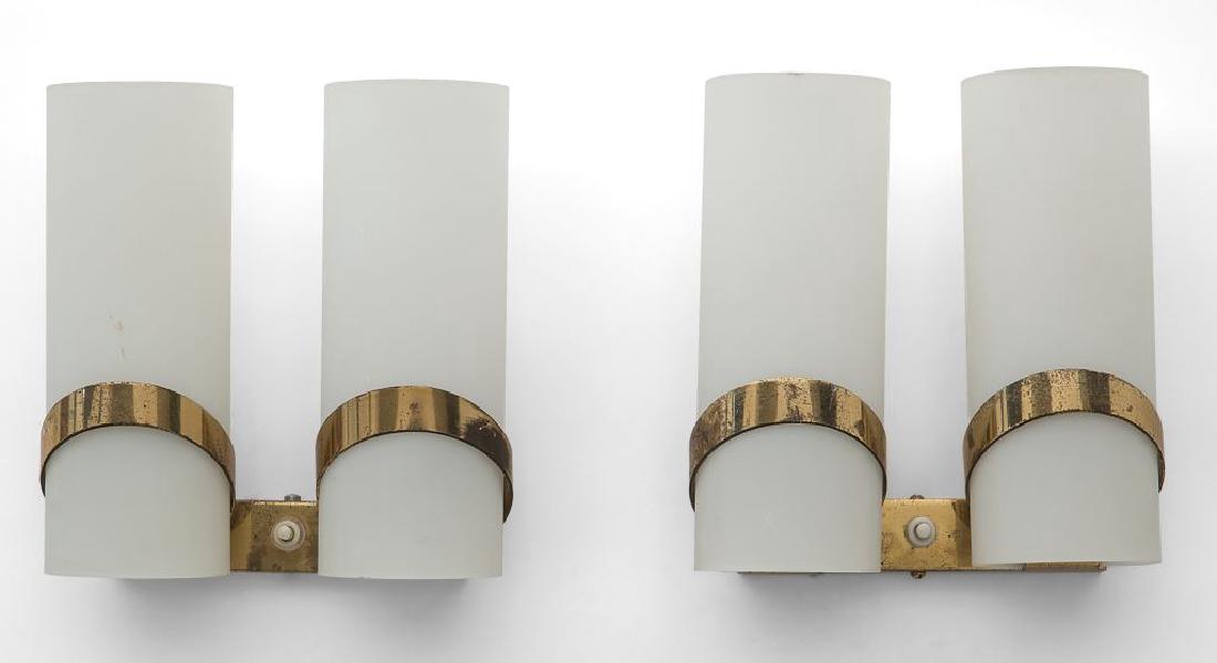 DUE LAMPADE A PARETE, anni '60.  Ottone, vetro (1 of 1)