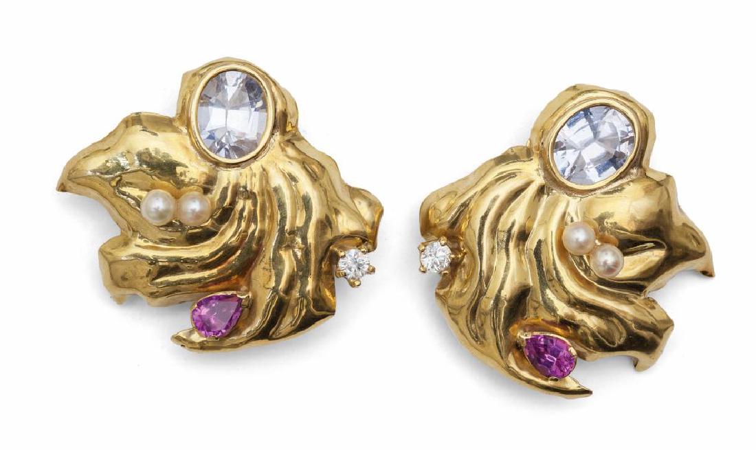 Orecchini in oro giallo a forma di fiamma con (1 of 1)